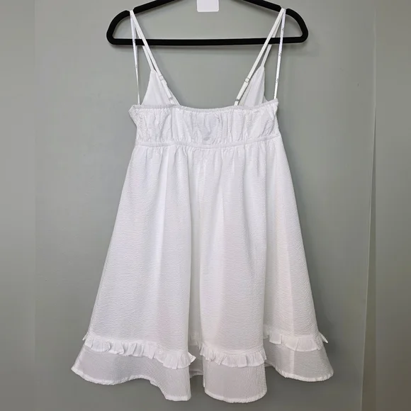Lulus Lelina White Tie-Front Babydoll Mini Dress, Size Small - Picture 6 of 10
